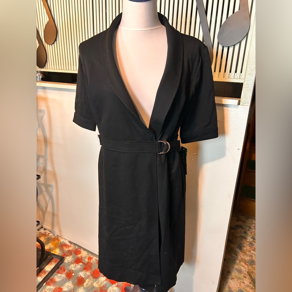 Lauren Ralph Lauren Dress Elegant Black Wrap Dress Size 12 NWT